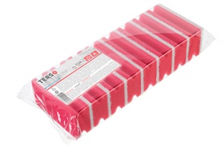 Губка абразивная TERSO 130x70 мм, красная, с фаской, бережное очищение